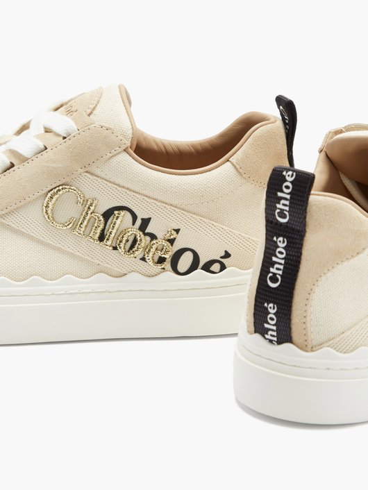 Lauren logo-embroidered canvas trainers