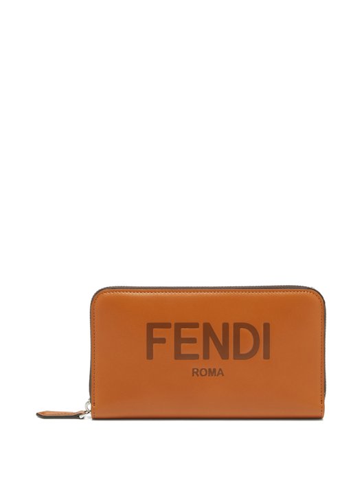 Logo-debossed zip-around leather wallet