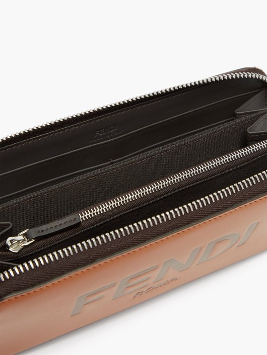 Logo-debossed zip-around leather wallet