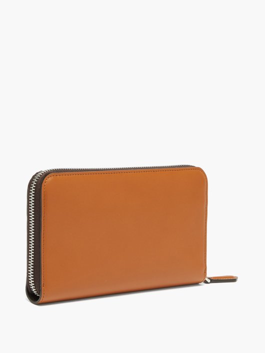 Logo-debossed zip-around leather wallet