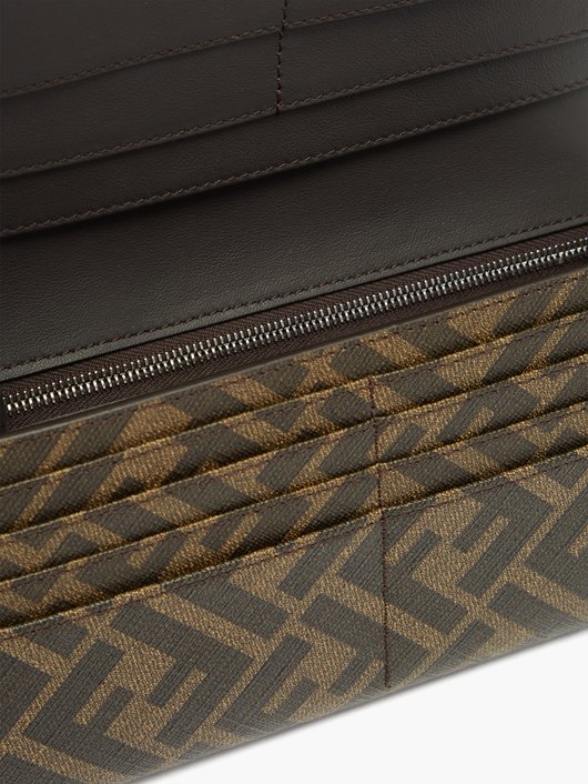 FF-monogram canvas and leather continental wallet