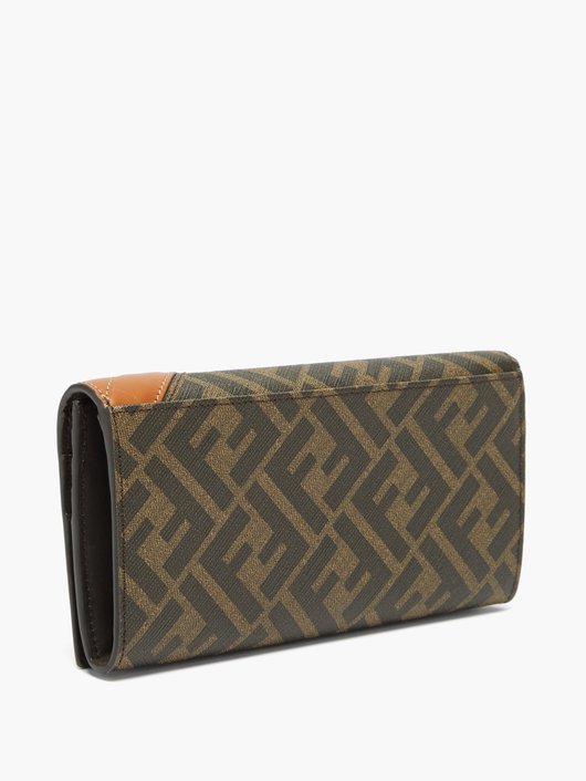 FF-monogram canvas and leather continental wallet