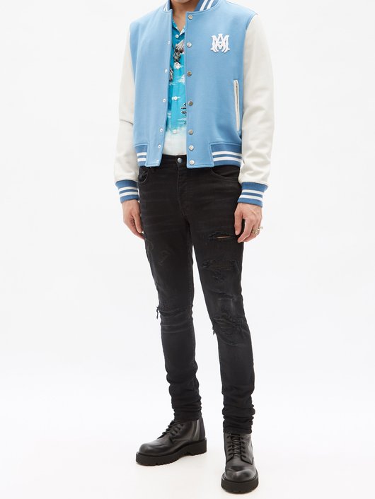 Skeletal logo-embroidered wool-blend jacket