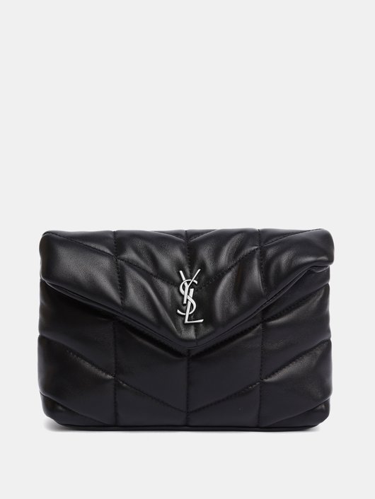 YSL-plaque leather puffer clutch