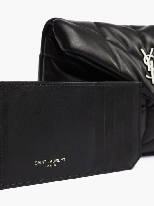 YSL-plaque leather puffer clutch