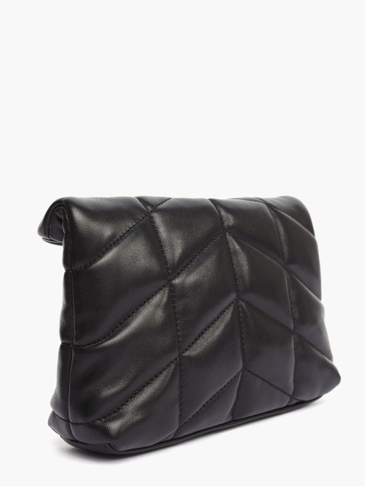 YSL-plaque leather puffer clutch