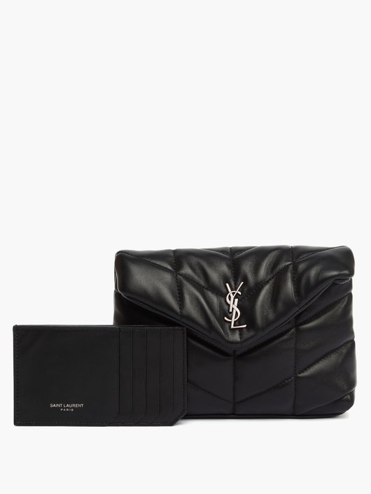 YSL-plaque leather puffer clutch