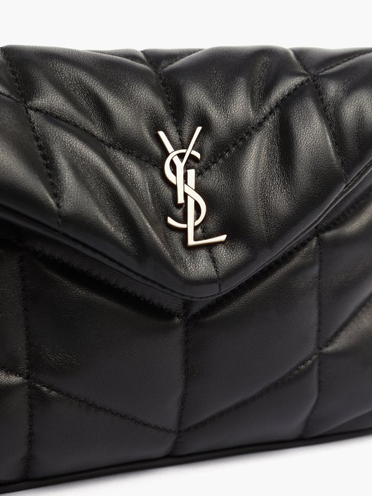 YSL-plaque leather puffer clutch