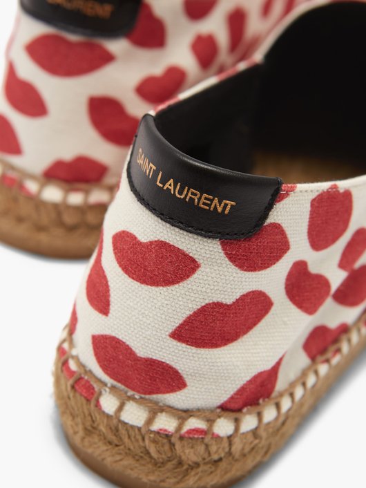 Lip-print cotton-canvas espadrilles