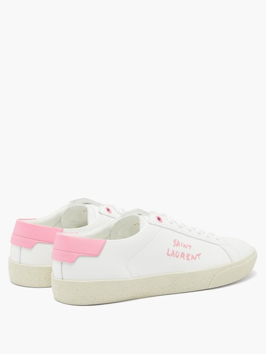 Court logo-embroidered leather trainers