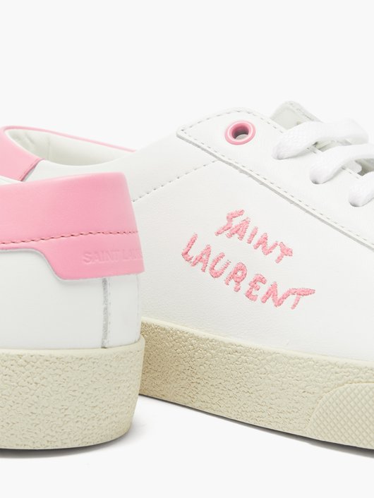 Court logo-embroidered leather trainers