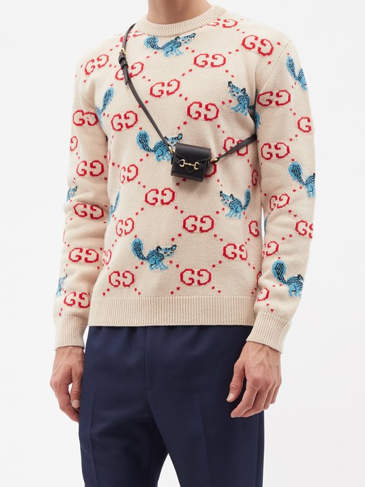 Gucci GG and animal-intarsia wool sweater