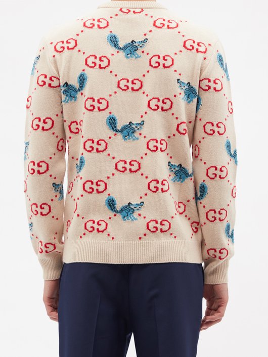 Gucci GG and animal-intarsia wool sweater