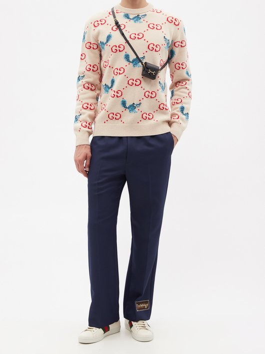 Gucci GG and animal-intarsia wool sweater