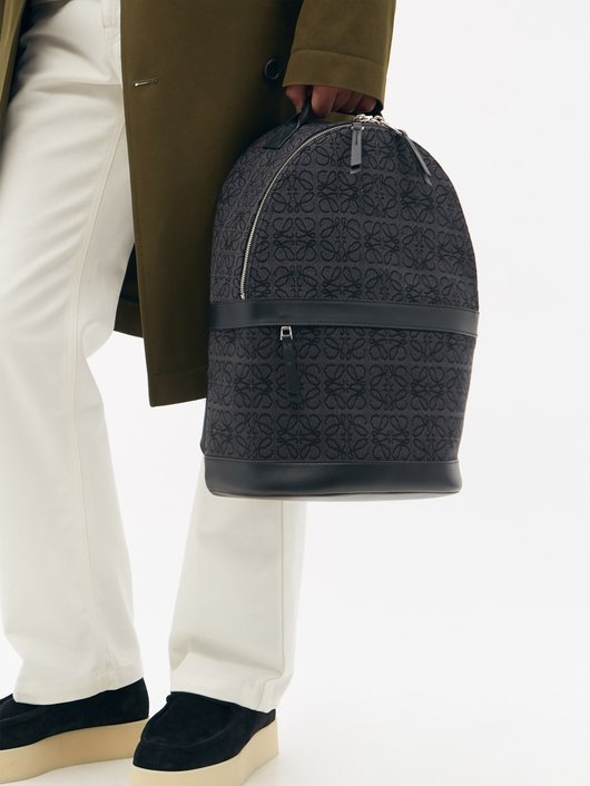 Anagram-jacquard canvas backpack