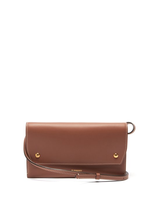 Logo-print grained-leather cross-body bag