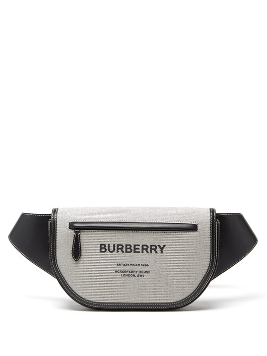 TÚI BURBERRY Olympia logo-print canvas and leather belt bag