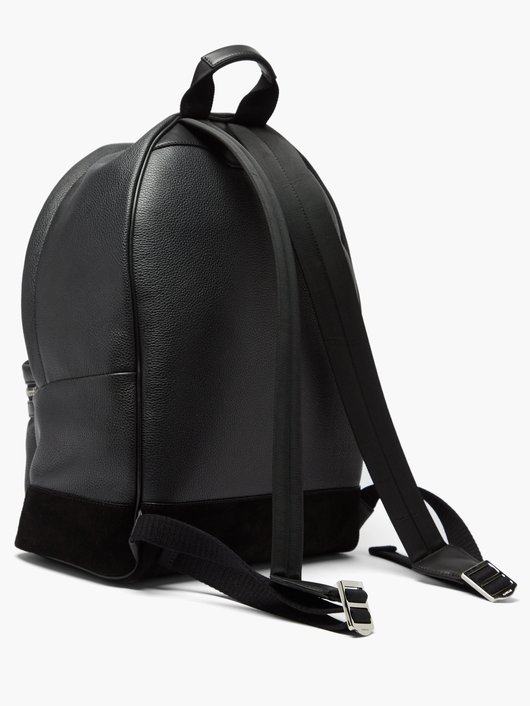 Logo-embossed grained-leather backpack