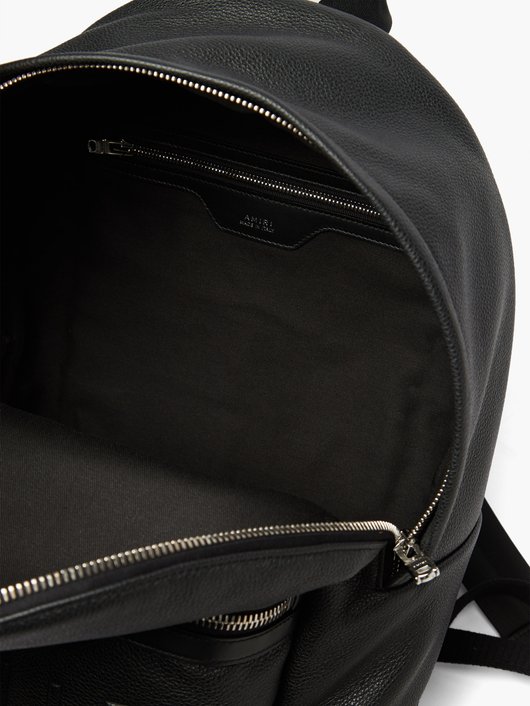 Logo-embossed grained-leather backpack