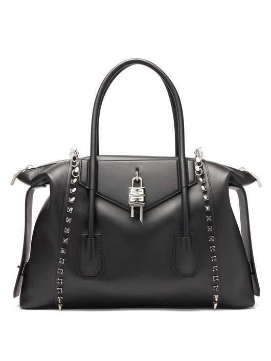 Antigona Lock medium spike-embellished leather bag