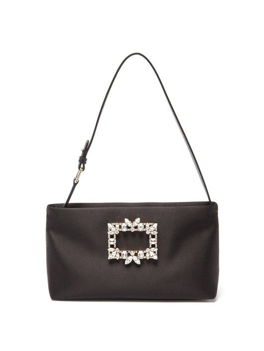 Nightlily crystal-buckle satin shoulder bag