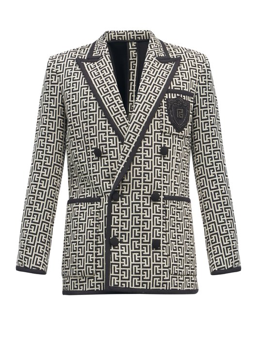 Balmain Zardozi-crest monogram cotton-hopsack blazer