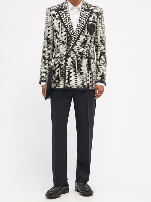 Balmain Zardozi-crest monogram cotton-hopsack blazer