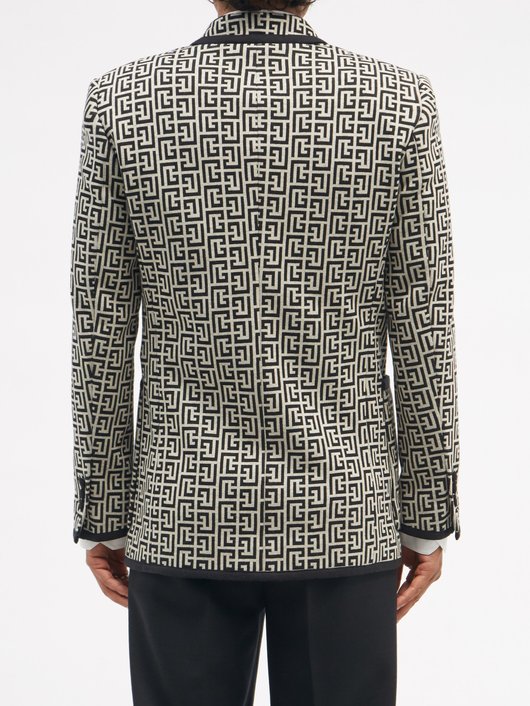 Balmain Zardozi-crest monogram cotton-hopsack blazer