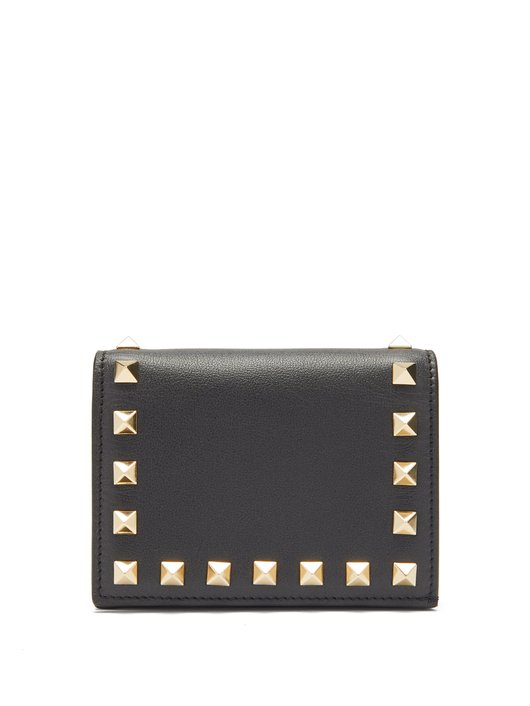 Rockstud leather bi-fold wallet