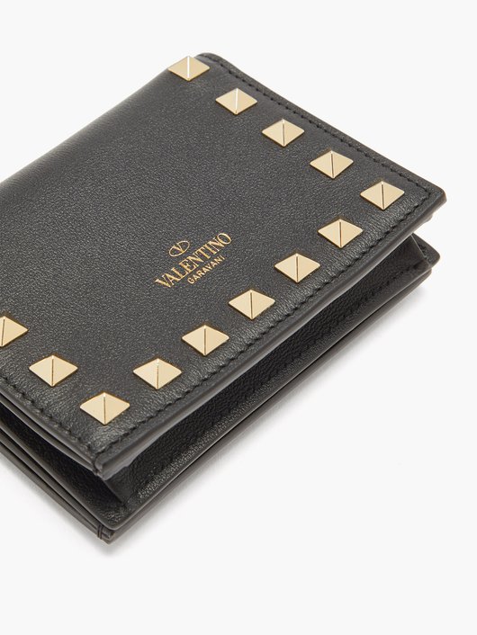 Rockstud leather bi-fold wallet