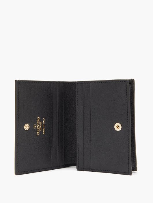 Rockstud leather bi-fold wallet