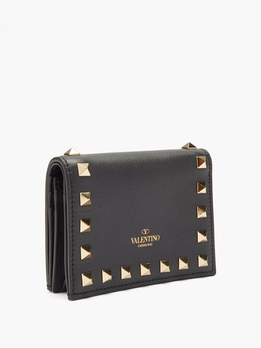 Rockstud leather bi-fold wallet