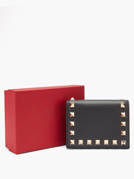 Rockstud leather bi-fold wallet