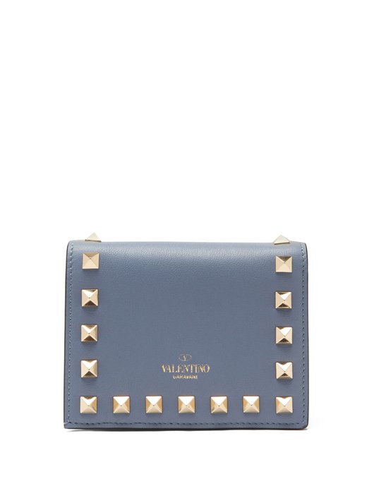 Rockstud leather bi-fold wallet