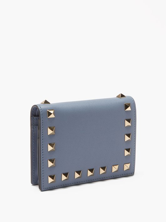 Rockstud leather bi-fold wallet