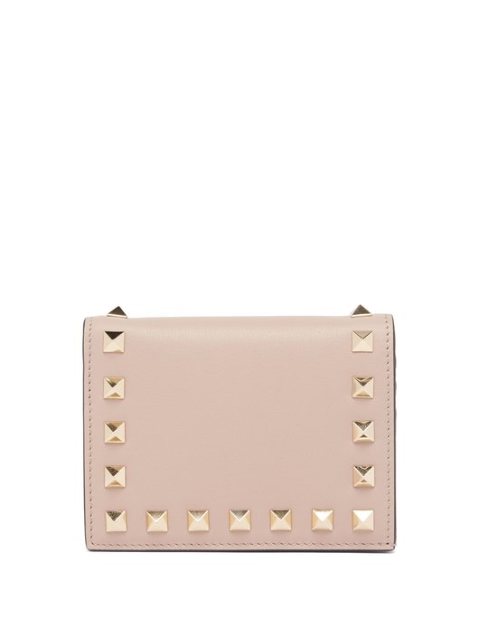 Rockstud leather bi-fold wallet