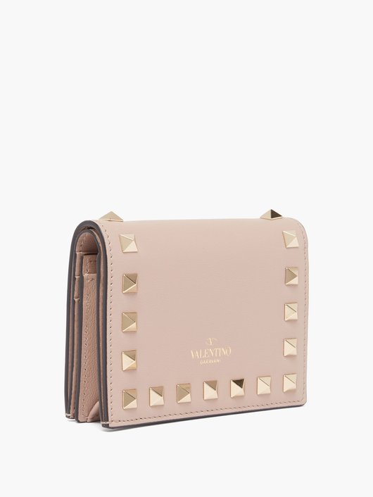 Rockstud leather bi-fold wallet