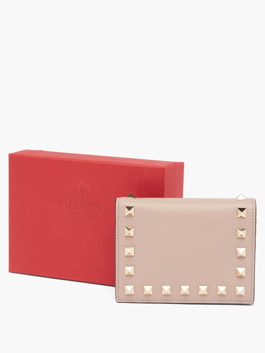 Rockstud leather bi-fold wallet