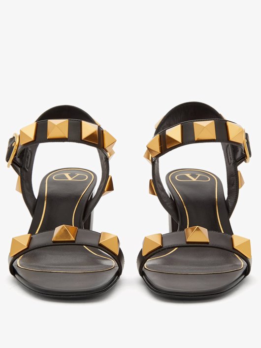 Roman Stud block-heel leather sandals