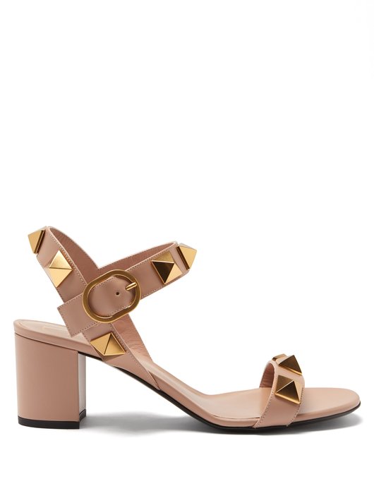 Roman Stud block-heel leather sandals