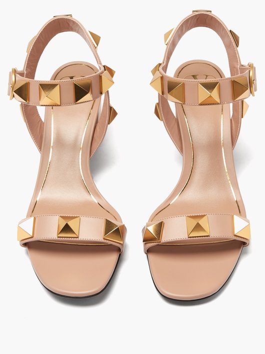 Roman Stud block-heel leather sandals