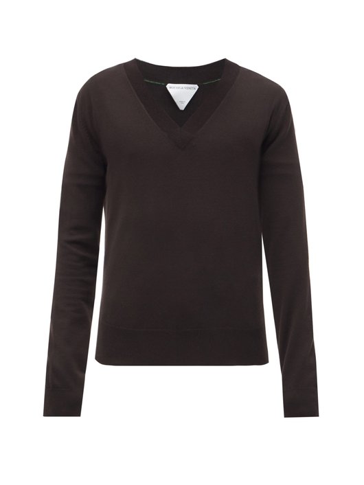 Bottega Veneta V-neck fine-knit wool-blend sweater