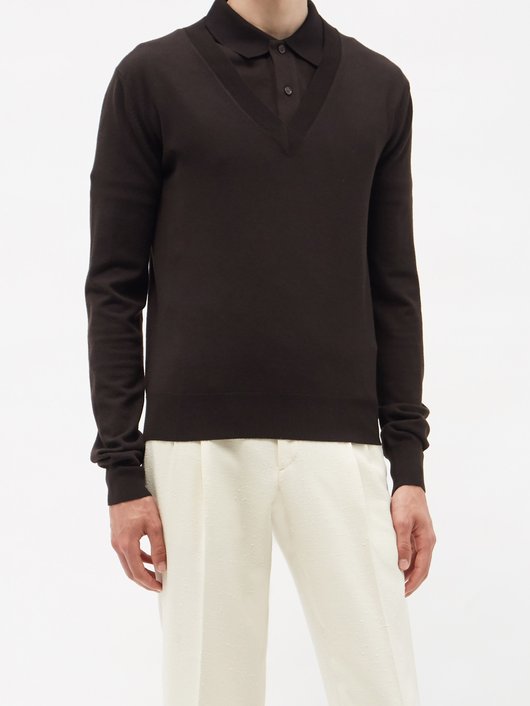 Bottega Veneta V-neck fine-knit wool-blend sweater