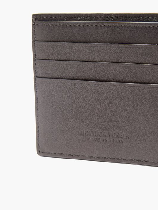 Intrecciato-leather bi-fold wallet