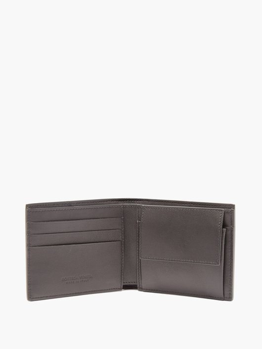 Intrecciato-leather bi-fold wallet