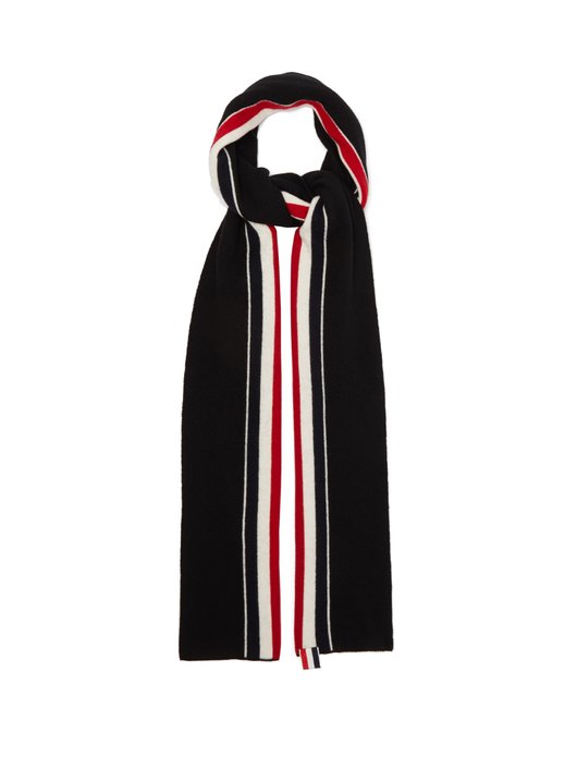 Thom Browne Tricolour-intarsia merino-wool scarf