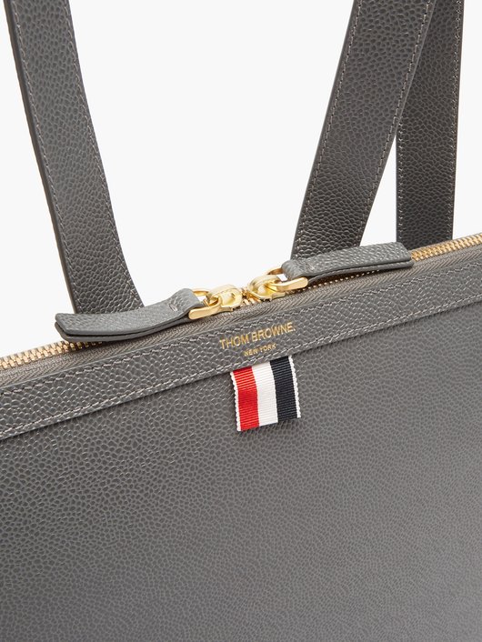 Tricolour-stripe pebbled-leather backpack