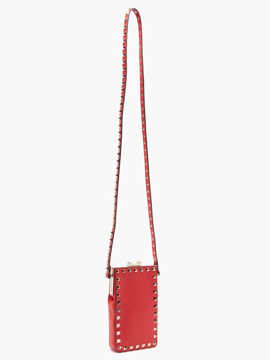 Rockstud leather cross-body phone pouch