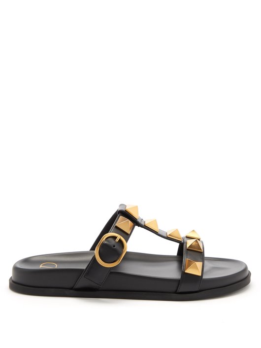 Roman Stud leather slides