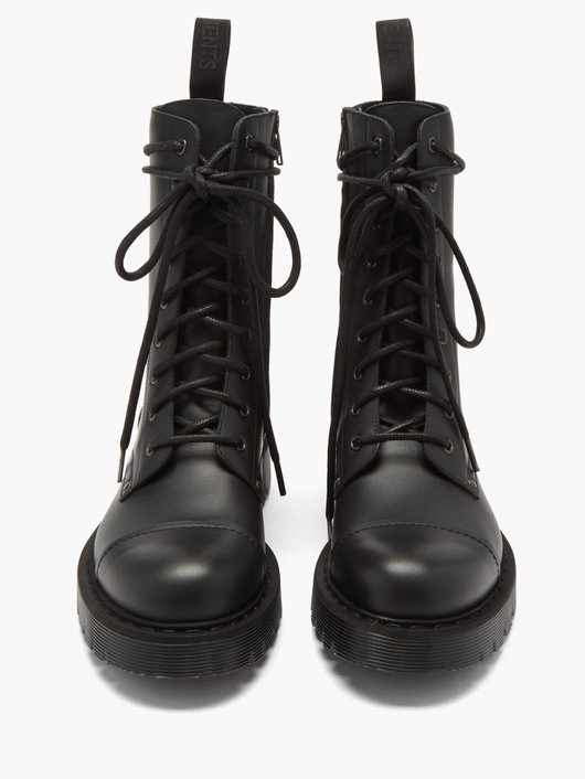 Logo-print lace-up leather boots